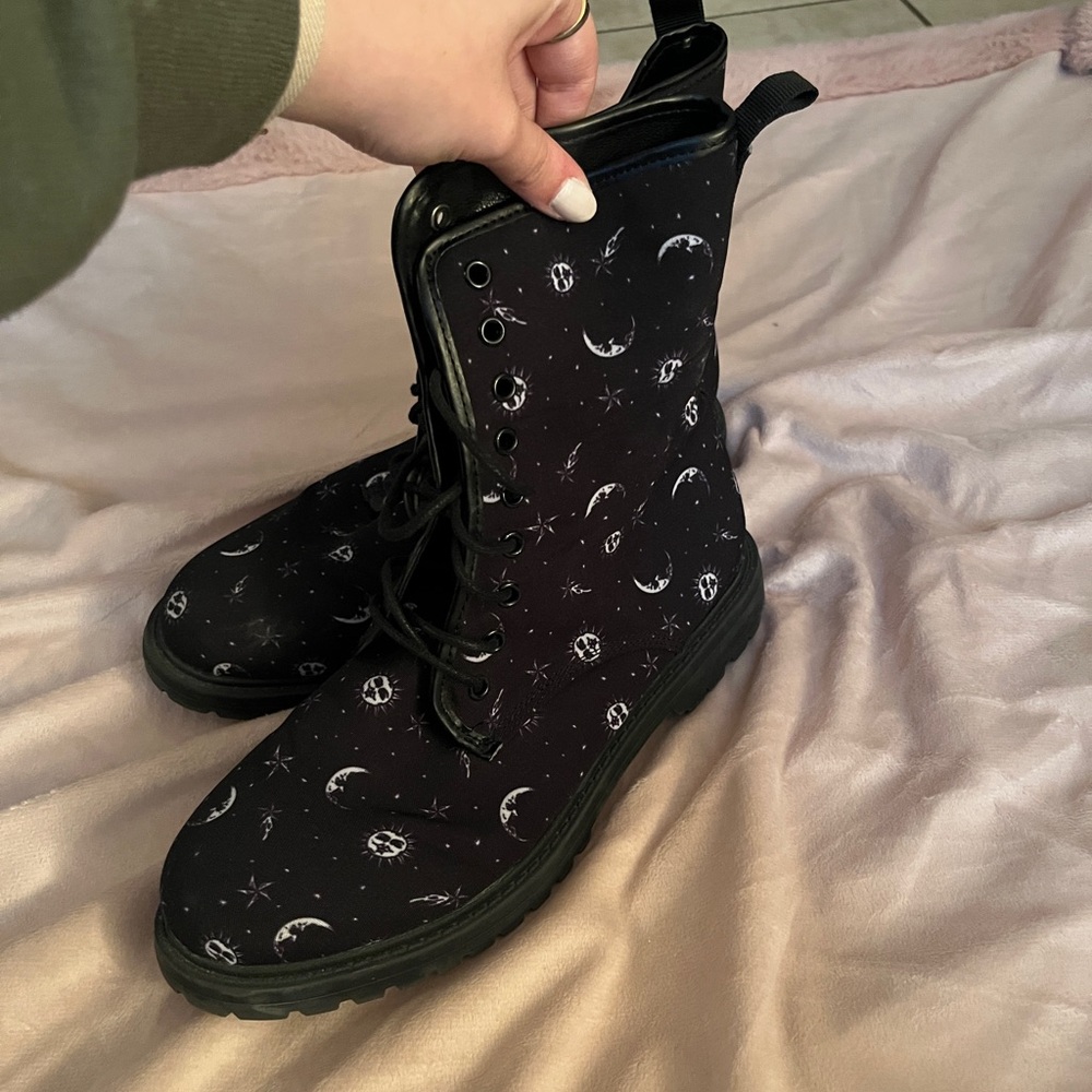 Black Moon Pattern Combat Boots